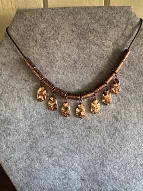Brown and Gold Tribal Pendant Necklace